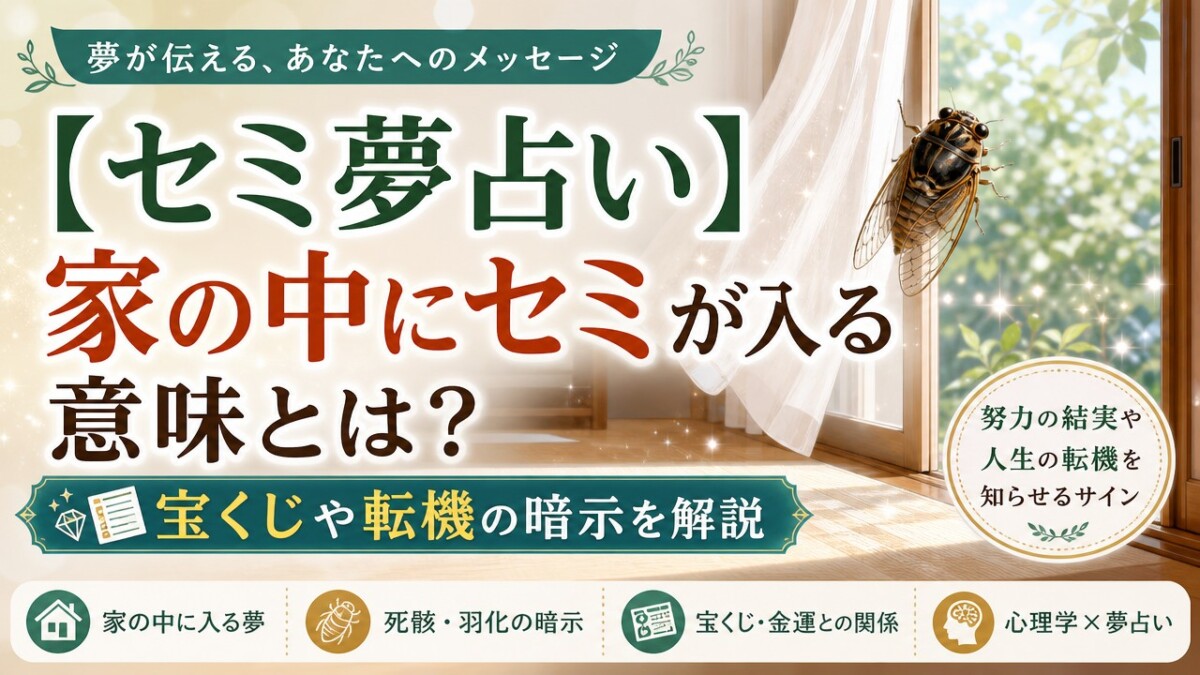 【セミ夢占い】家の中にセミが入る意味とは?宝くじや転機の暗示を解説